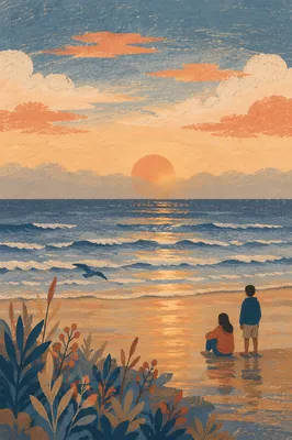 Golden Ocean Sunset with Quiet Silhouettes