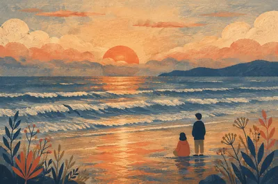 Golden Ocean Sunset with Quiet Silhouettes