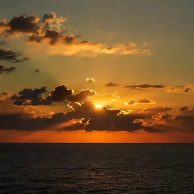 Golden Sunset Ocean Horizon with Reverent Sky