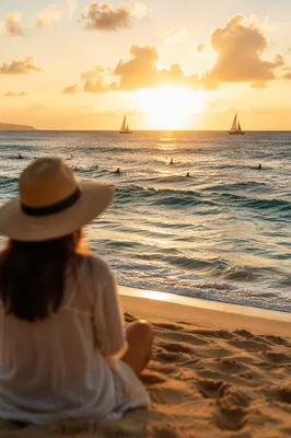 Golden Ocean Horizon Beach Sunset
