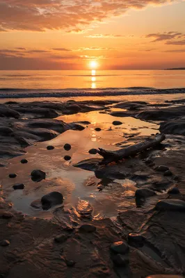 Golden Sunset Over Peaceful Ocean Horizon