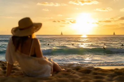 Golden Ocean Sunset Beach Horizon