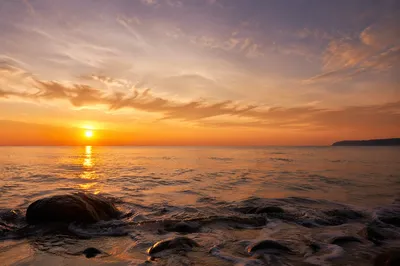 Golden Sunset Ocean Horizon Landscape