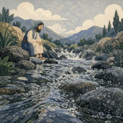 Clear Mountain Stream Over Dark Stones
