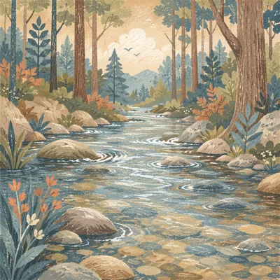 Clear Forest Stream in Morning Light