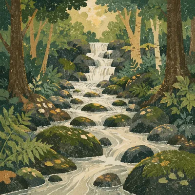 Clear Mountain Stream in Lush Forest