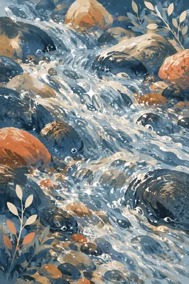 Clear Mountain Stream Over Dark Stones