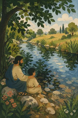 Peaceful Clear Stream Through Green Meadow