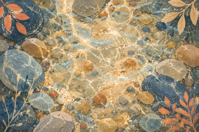 Clear Mountain Stream Over River Stones