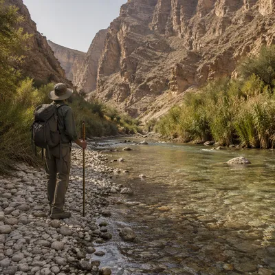 Clear River Flowing Through Desert Canyon