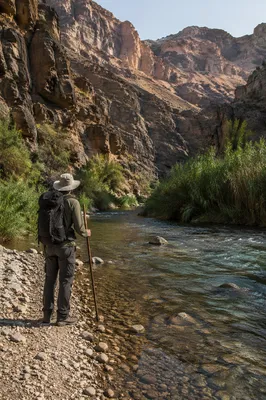 Clear River Canyon Hiker at Sunset