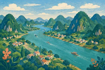 Winding Turquoise River Through Green Valley