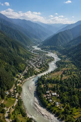 Winding River Through Lush Mountain Valley