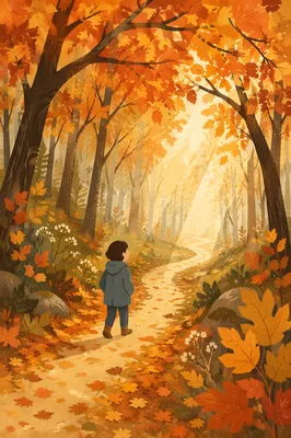 Golden Autumn Forest Path at Dawn