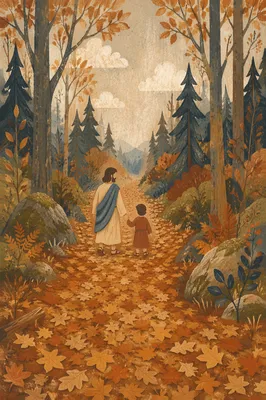 Golden Autumn Forest Path Under Leaf Canopy