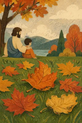 Autumn Maple Leaves on Green Grass