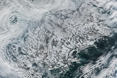 Winter Blizzard Over Northern Coastal Road