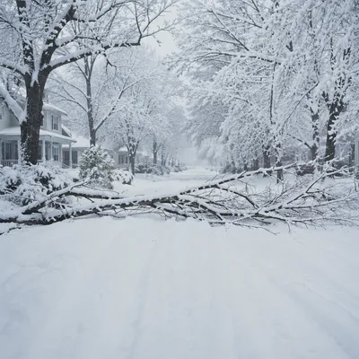 Suburban Road Buried After Heavy Blizzard