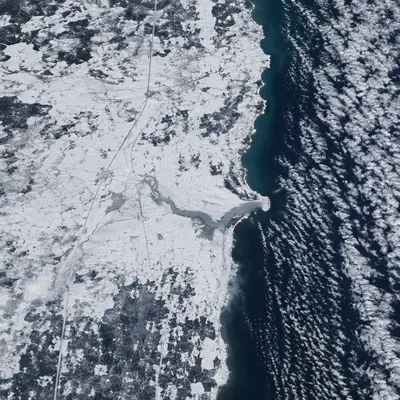 Severe Blizzard Over Coastal Winter Road
