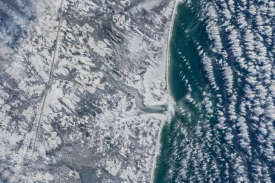 Severe Blizzard Over Coastal Winter Road