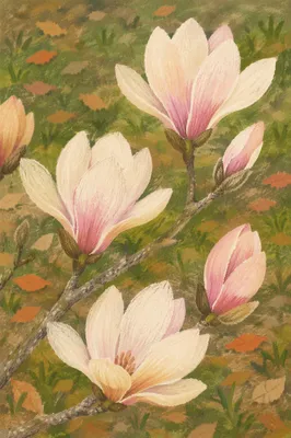 Pale Pink Magnolia Blossoms in Spring