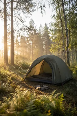 Morning Light Camping Tent in Forest