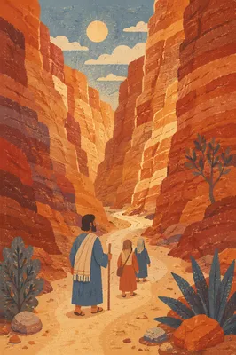 Layered Red Canyon Walls at Sunrise