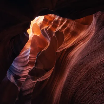Sunlit Sandstone Slot Canyon Walls