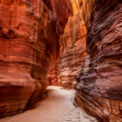 Sunlit Layered Red Canyon Walls