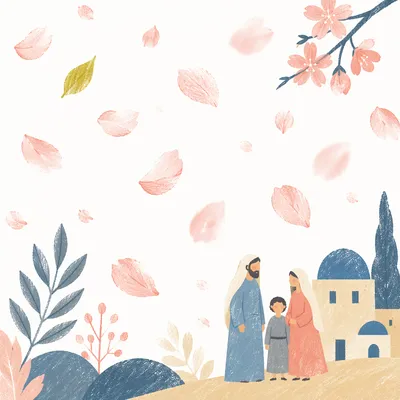 Falling Cherry Blossom Petals in Spring Breeze