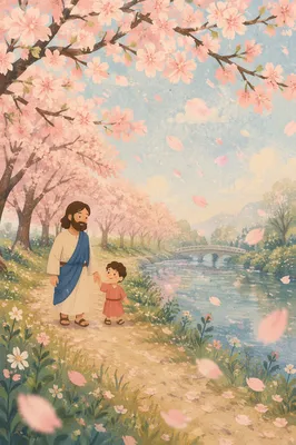 Cherry Blossom Petals in Spring Breeze