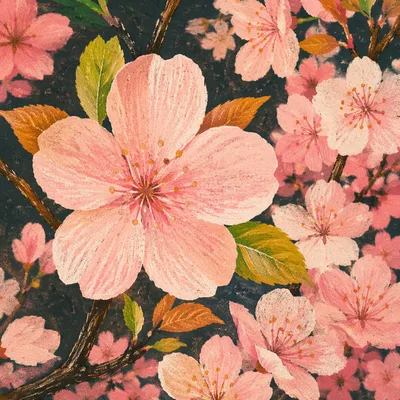 Pink Cherry Blossoms in Spring Sunlight