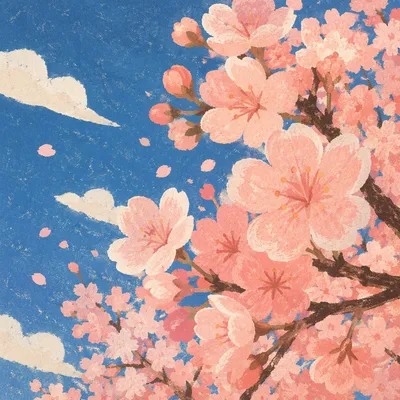 Pink Cherry Blossoms Beneath Blue Spring Sky