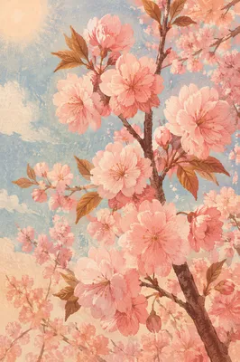 Pink Cherry Blossoms in Spring Sunlight