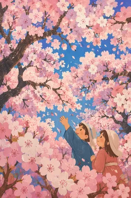 Cherry Blossom Canopy Under Blue Spring Sky