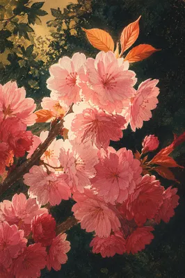 Glowing Pink Cherry Blossoms in Spring