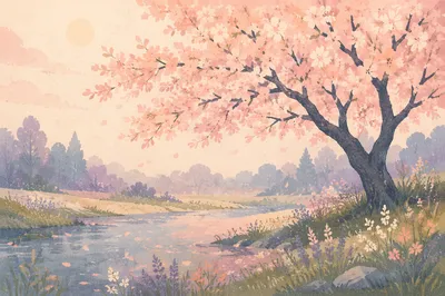 Cherry Blossom Tree by Misty Stream