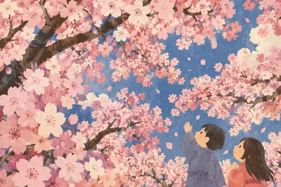 Cherry Blossom Canopy Against Spring Sky