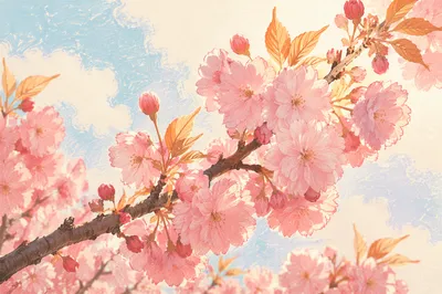 Pink Cherry Blossoms in Spring Light