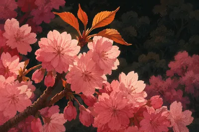 Glowing Pink Cherry Blossoms in Spring Light