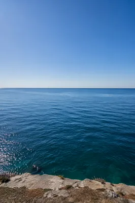 Serene Cliff View Over Blue Ocean Horizon