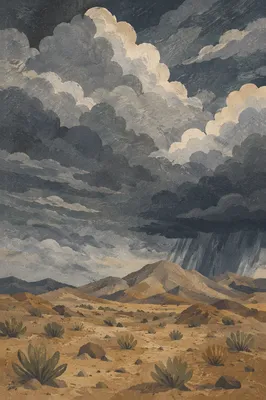 Dramatic Storm Clouds Over Desert Plain