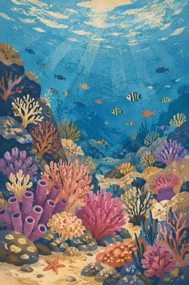 Colorful Tropical Coral Reef Underwater Scene