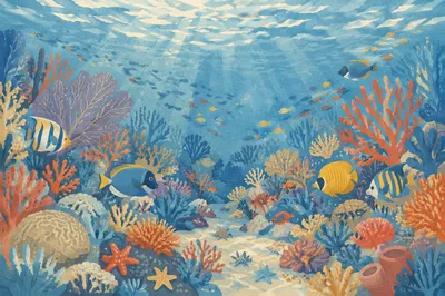 Vibrant Coral Reef With Tropical Fish