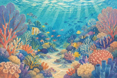 Vibrant Tropical Coral Reef Underwater Scene