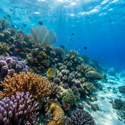 Vibrant Coral Reef with Tropical Fish