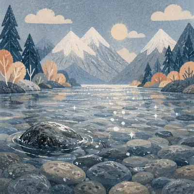 Crystal Clear Alpine Lake Pebbles at Dawn