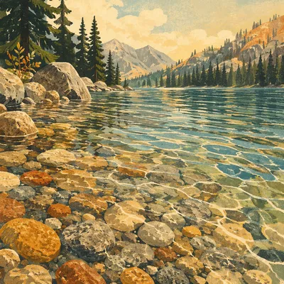 Crystal Clear Mountain Lake Pebbles