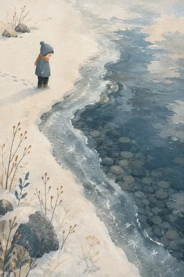 Crystal Alpine Lake Pebbles Under Winter Ice