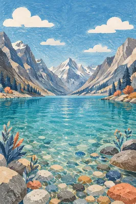 Crystal Clear Alpine Lake with Visible Pebbles